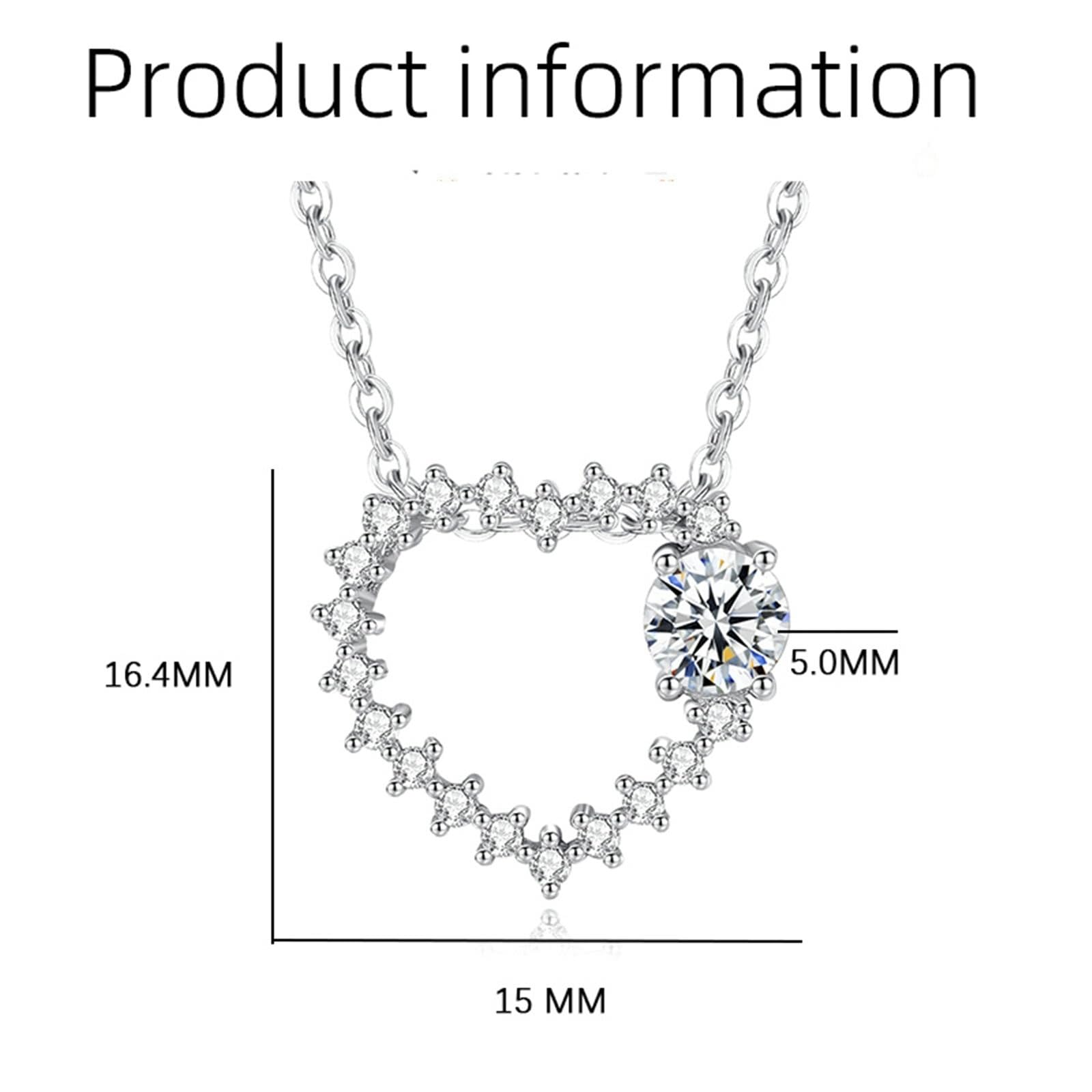 Prawdziwy naszyjnik białe złoto 18 K z moissanit, wisiorek w kształcie serca łańcuszek damski Platinum PT950 45 cm