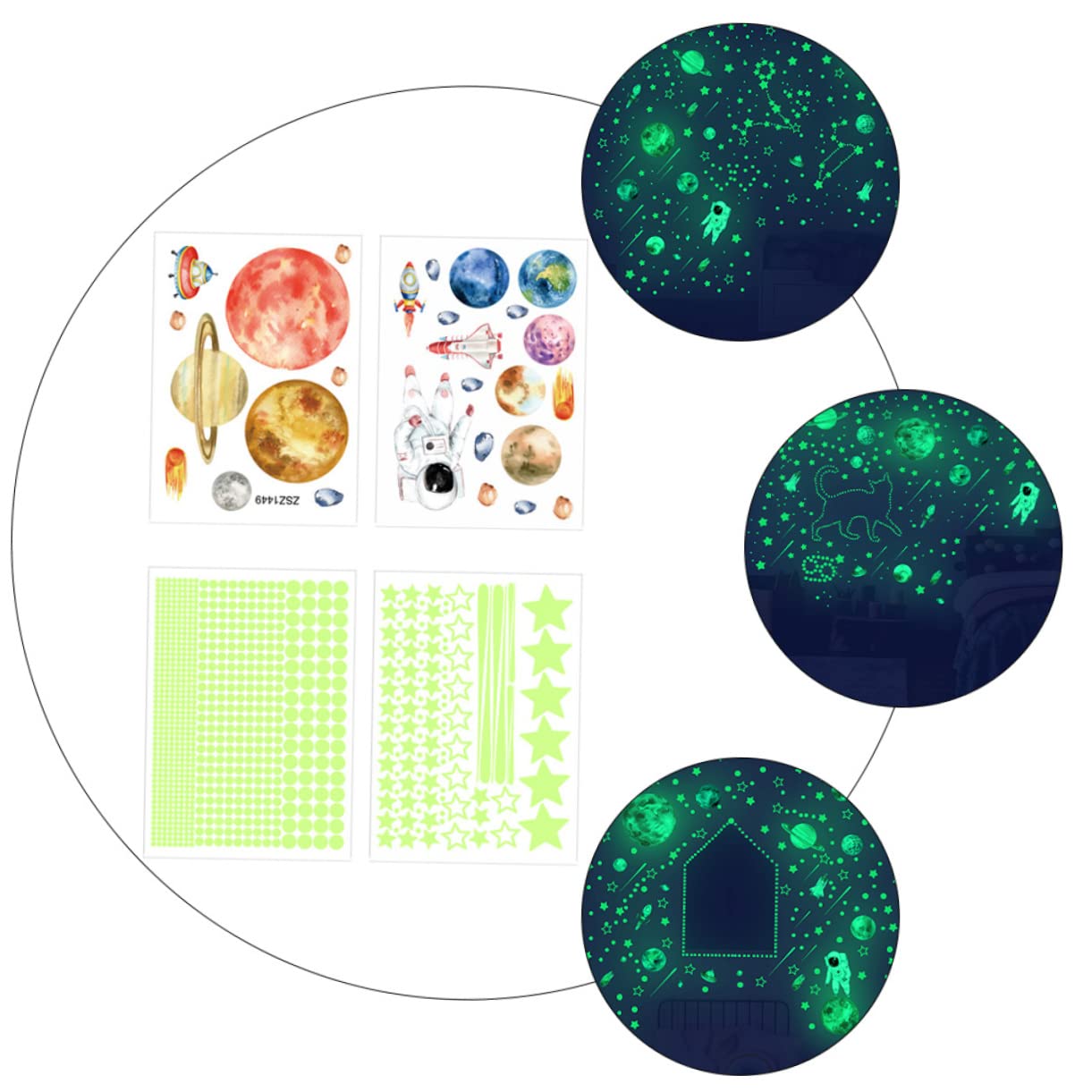 VICASKY 12hojas Pegatinas De Pared Para Decoración Infantil De Estrellas Luna y Para Habitaciones y Efecto