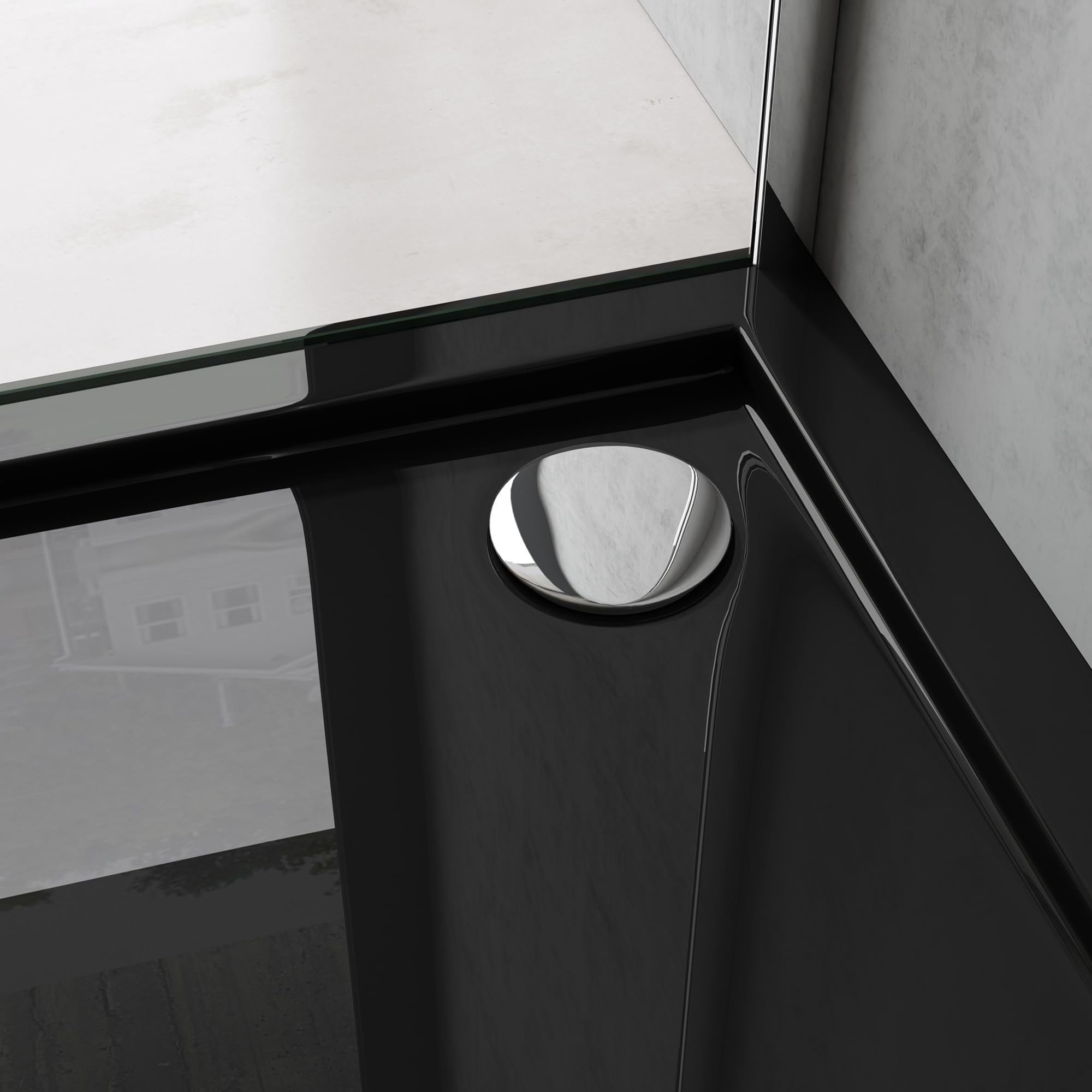 doporro Plato de ducha para mamparas de ducha Faro1W 70x70x4 plano acrílico en negro conexiones DIN cuadradas apto para instalación a ras de suelo Faro1 | Acrílico, Negro, Faro01