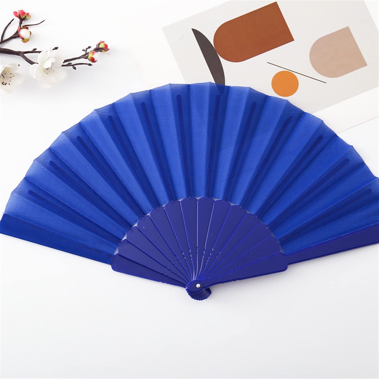LKLNKVL folding fan, Folding Hand Fan - Room Decoration Gift Craft Plastic Hold Chinese Style Dance Performances Held Party Wedding Supplies Decorative(J)