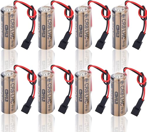 Meewellvetry 8 piezas de repuesto para Fuji FDK CR8LHC 17450 3V 2600mAh batería no recargable con enchufe negro