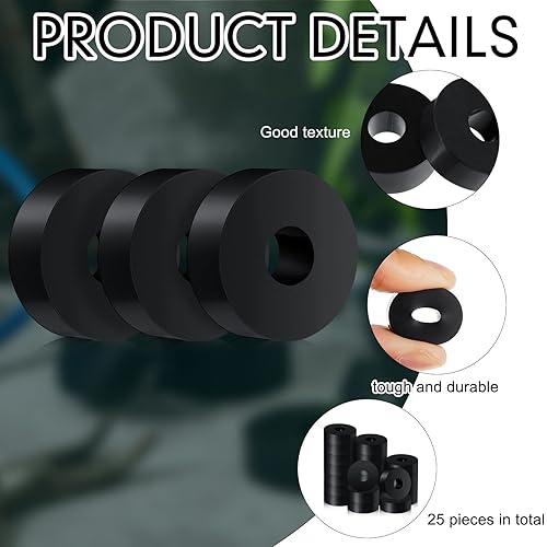 Miniatura 3 de Arandelas de goma gruesa de 34 pulgadas de diámetro exterior x 14 pulgadas de diámetro interior x 14 de pulgada de grosor, buje de goma negro,