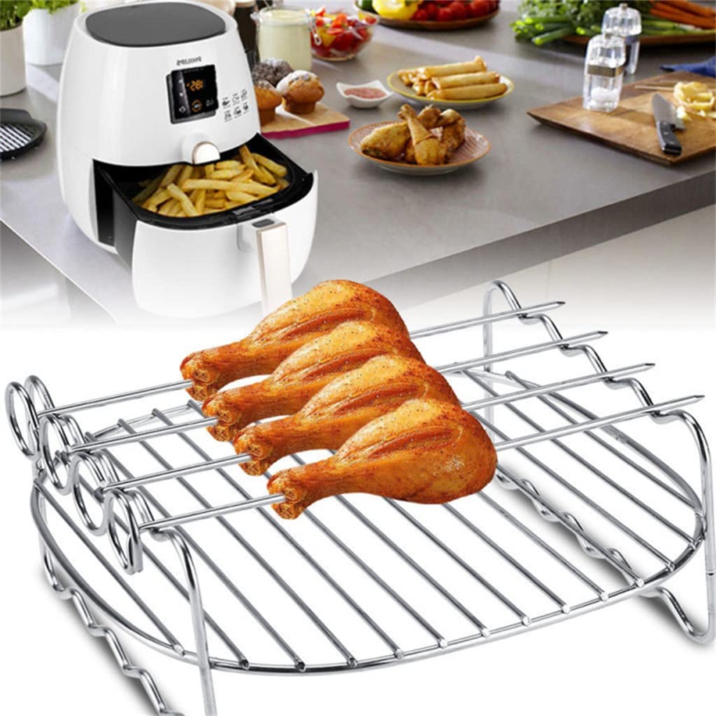 Bbq Rack Skewer Barbecue Grill Baking Tray Rack for Air Fryer Double-deck Home Replacement Barbecue