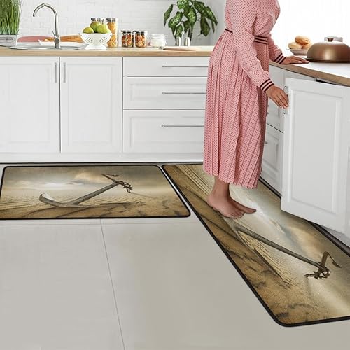 Miniatura 7 de Tapete de cocina con patrones de ancla del desierto 2 piezas tapetes acolchados antifatiga para suelo de cocina de 47 x 17 pulgadas29 x 17 pulgadas,