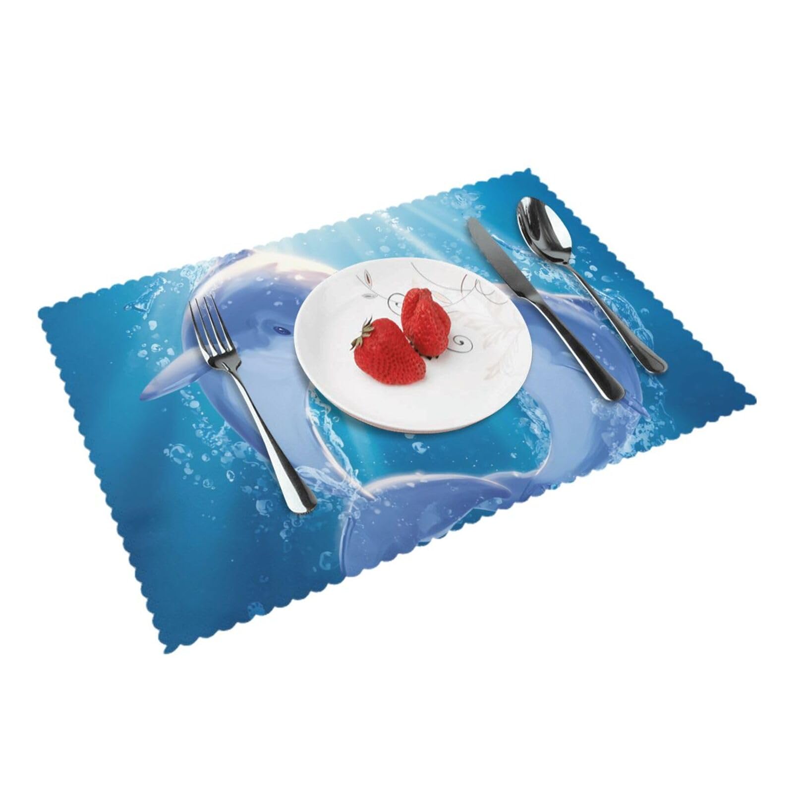 Placemats Set of 4 Heat Resistant Non-Slip Place Mats for Dining Table Dolphins in Love Placemats Washable Woven Table Mats Wipeable Placemat for Kitchen Decoration 30 x 45 cm