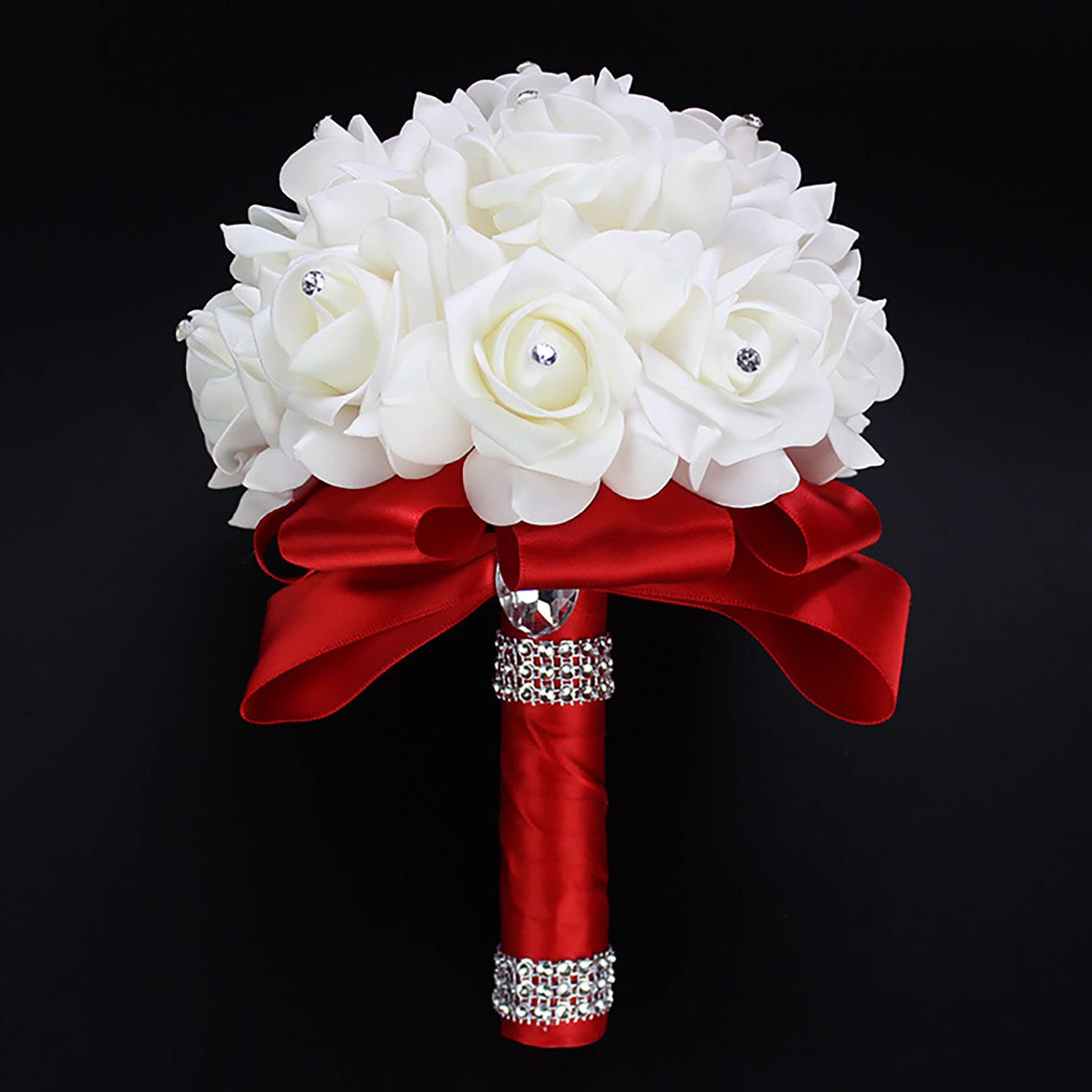 XDLEDMKIZ Bridal Bouquet, Artificial Flowers Silk Roses Wedding Bouquet, Foam Simulation Bouquet For Party Festival Flower Home Garden Decoration- Interesting