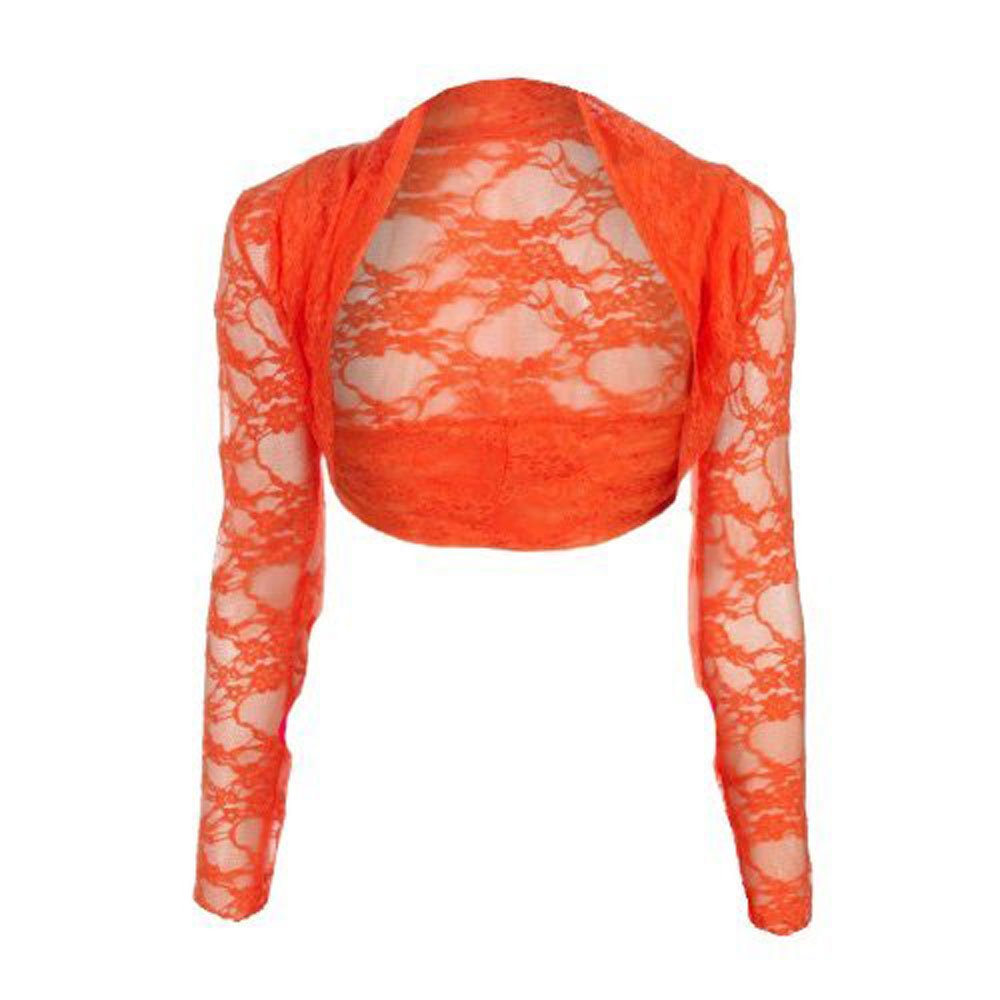 Divadames Womens Cropped Lace Shrug Ladies Bolero Coral Size L/XL (UK 14-16)