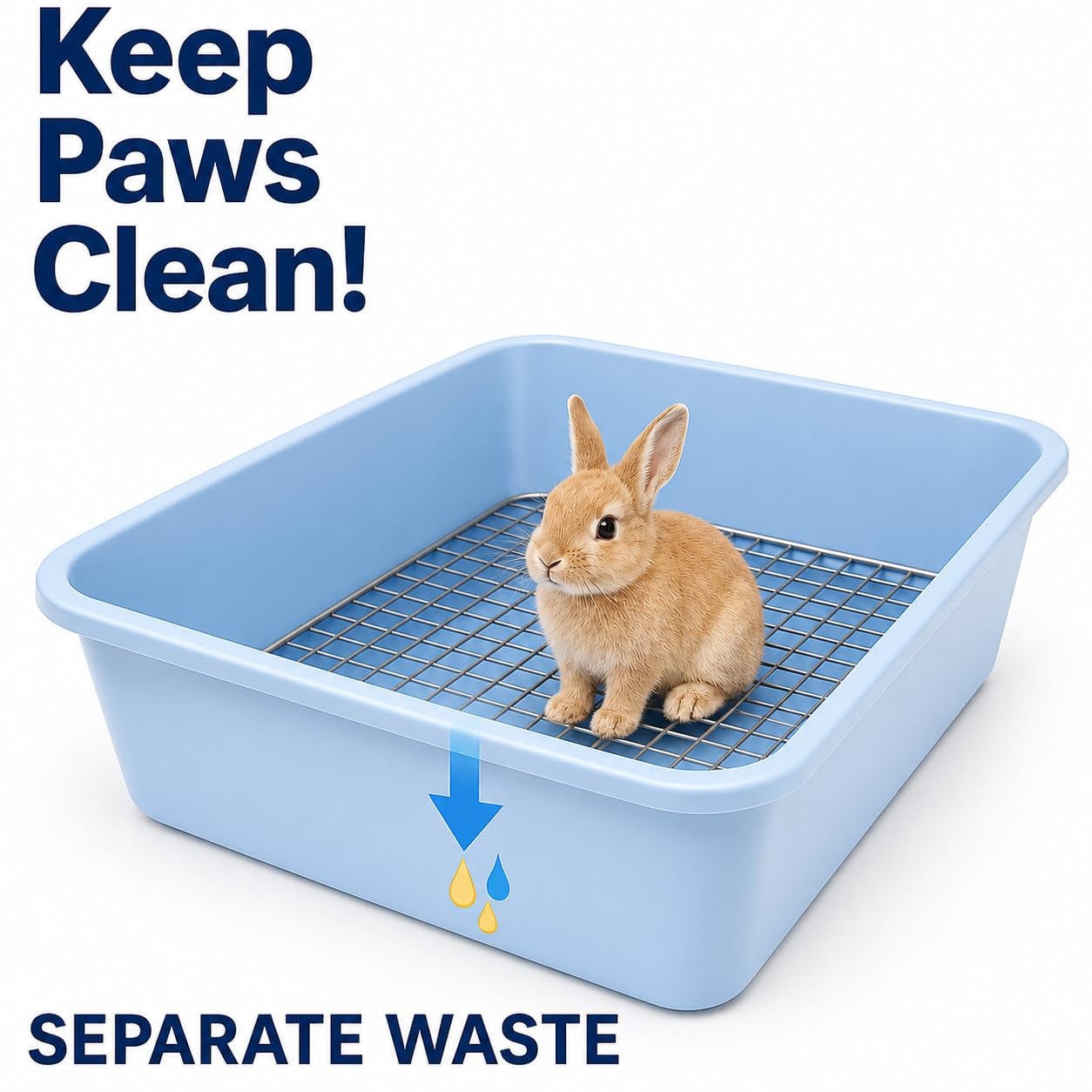 Oncpcare Lettiera per porcellini d'India con griglia in metallo, lettiera in plastica per piccoli animali, porcellini d'India, furetti, ratti, ideale per addestramento in gabbia e facile pulizia (38,1