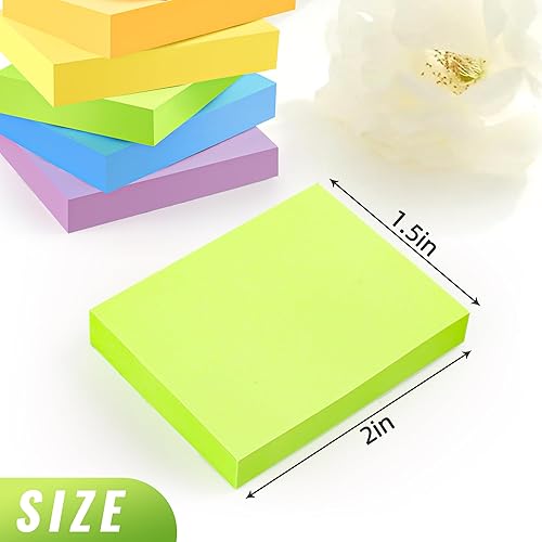 Miniatura 2 de Notas adhesivas (12 blocs) de 1.5 x 2 pulgadas, postes adhesivos fuertes de colores brillantes, adecuadas para escuela, hogar, oficina, eliminación