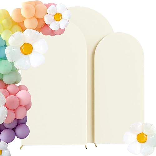HAINARverS Set of 3 Stretchy Arch Backdrop Covers, Ivory, 6/6.6/7.2FT