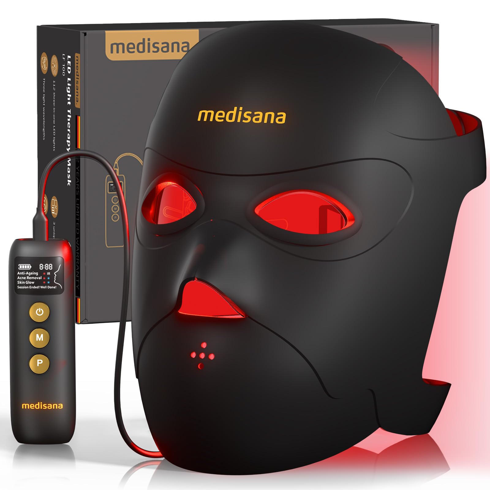Medisana 3D Red Light Therapy Mask for Face, 336 LEDs Light Therapy Mask