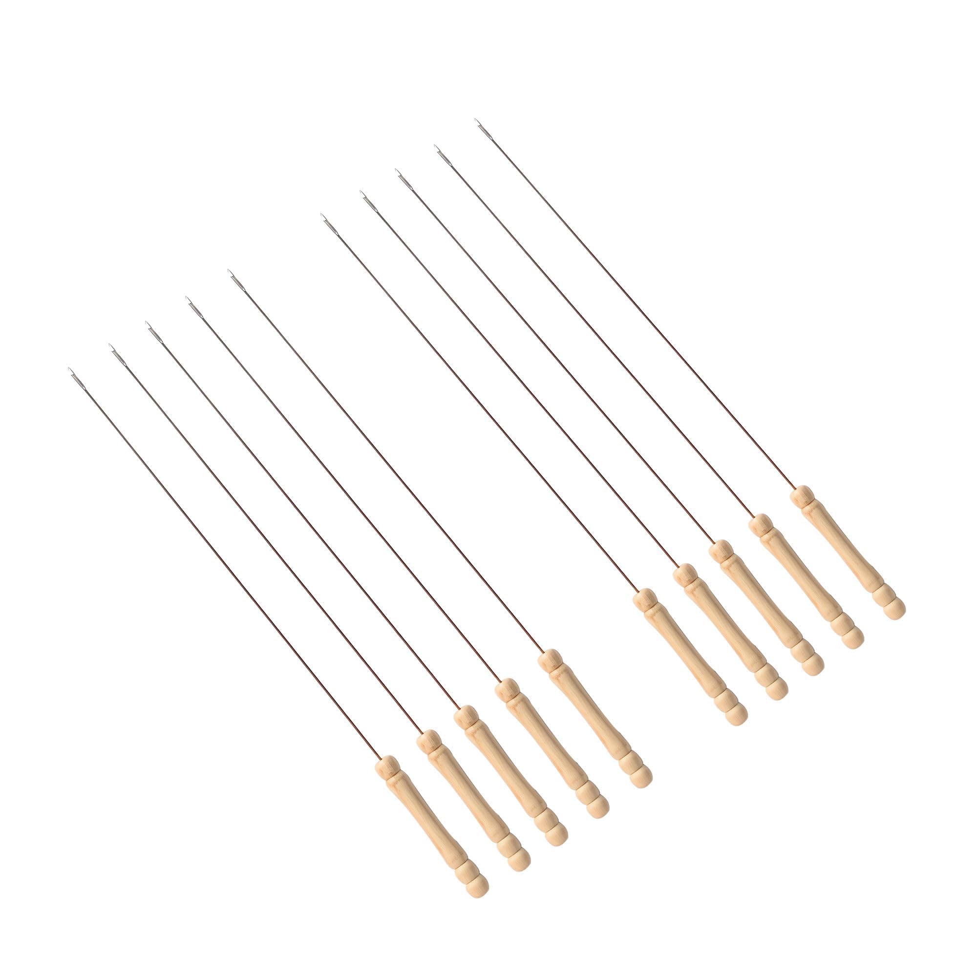 Brochettes en acier inoxydable anti-brûlure manche bois pour barbecue