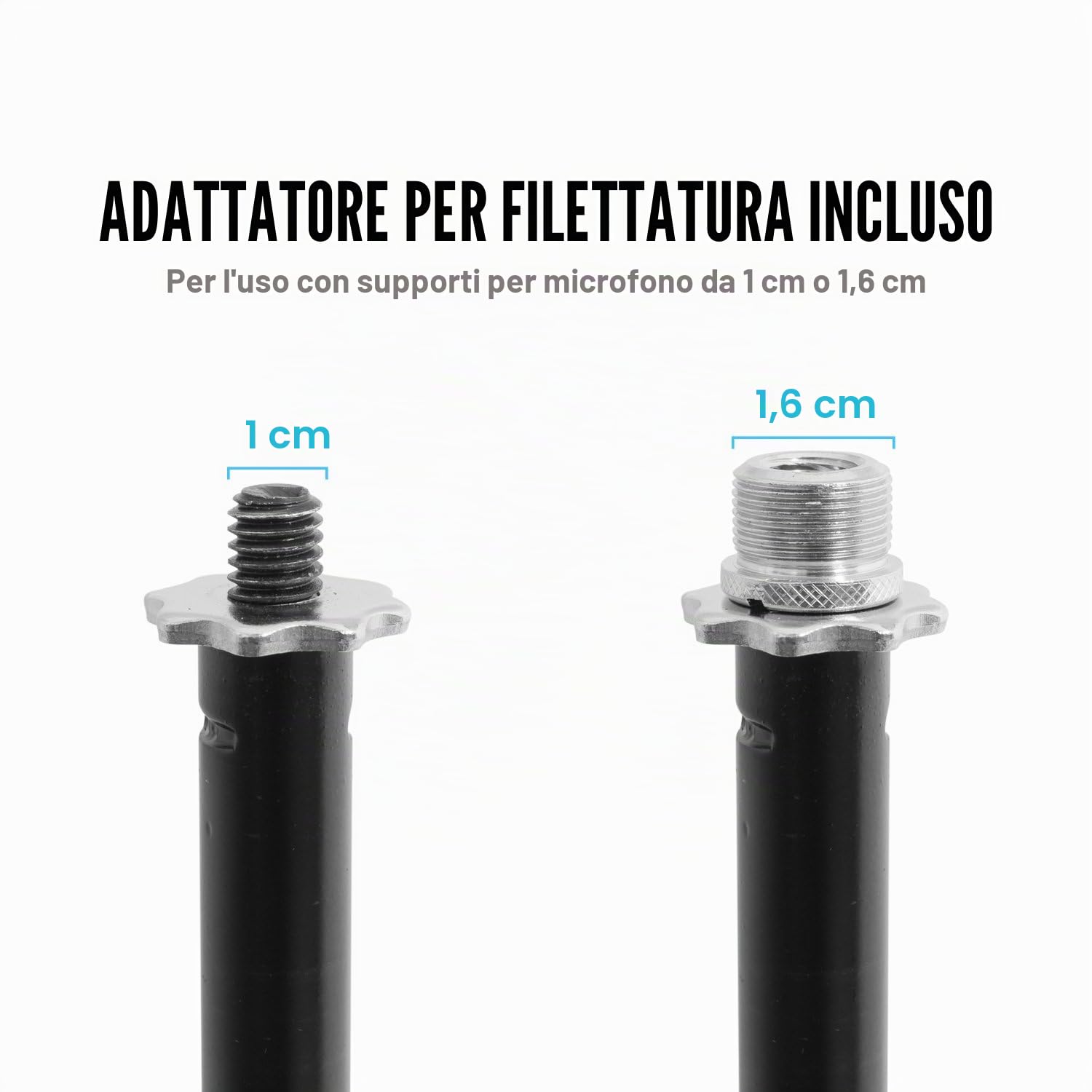 TIGER MCA21-BK Asta per microfono dritta con base treppiedi - Asta microfono regolabile - Nera | Treppiede Base Regolabile Mic Stand - Nero