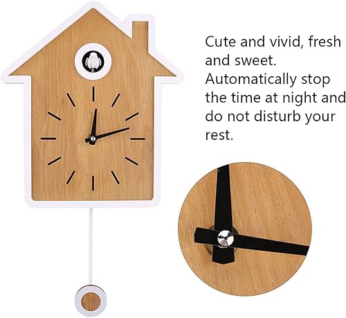 Miniatura 5 de Reloj de pared de cuco moderno y creativo reloj de pared simple reloj de pared de pájaros reloj colgante de madera con voces de pájaro o llamada de