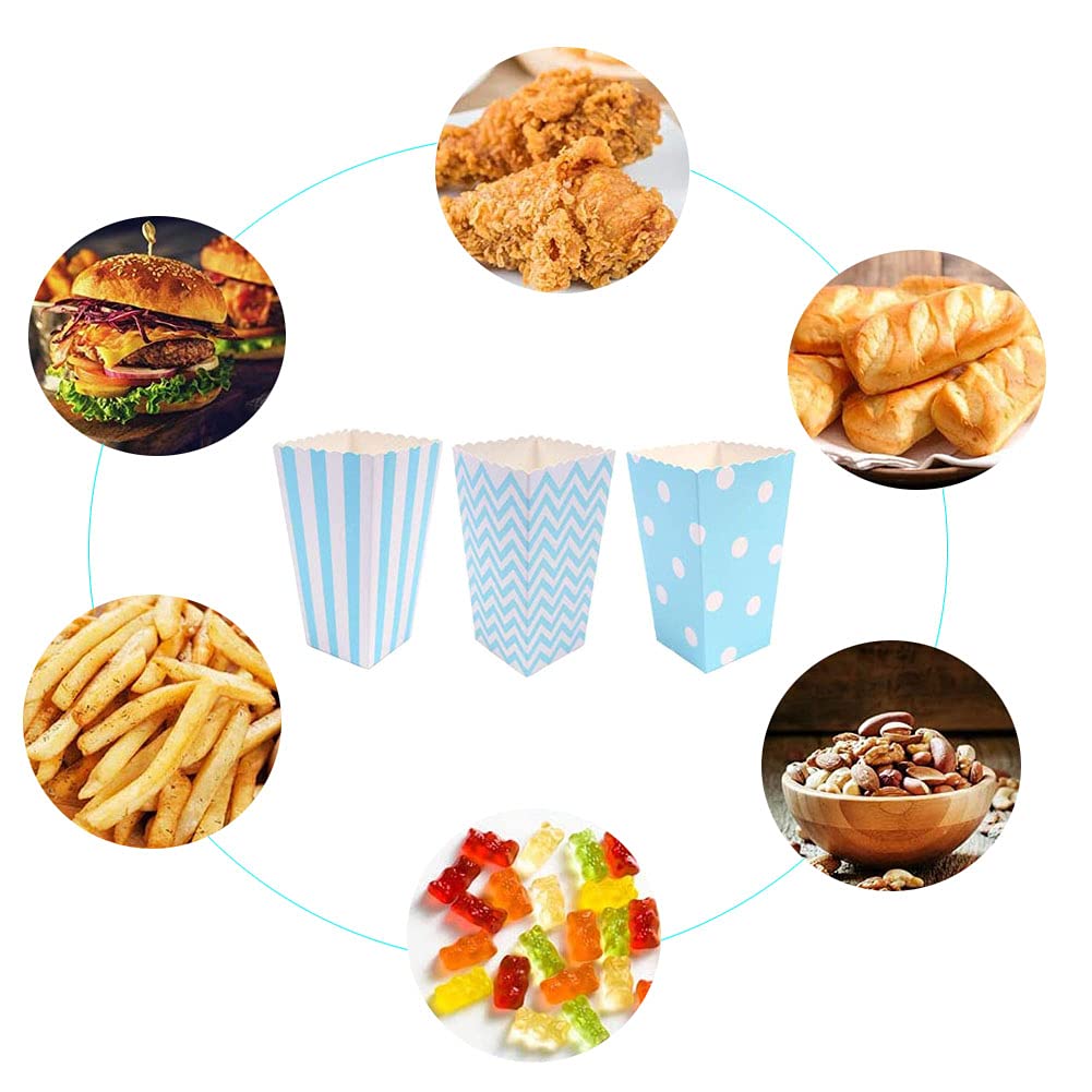 Popcorn Boîtes,Sacs De Pop-Corn,36PCS Boite Pop Corn,Boîtes de Popcorn,Boîtes à Pop-Corn pour Les Collations de Fête,Les Bonbons (bleu)