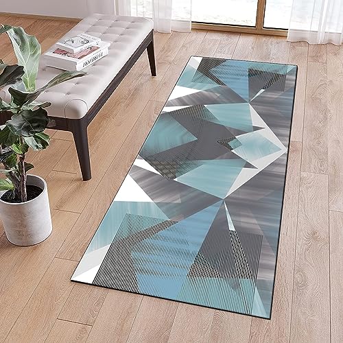 Alfombra pasillo para decoración del hogar en cocina y entrada gris y verde 4
