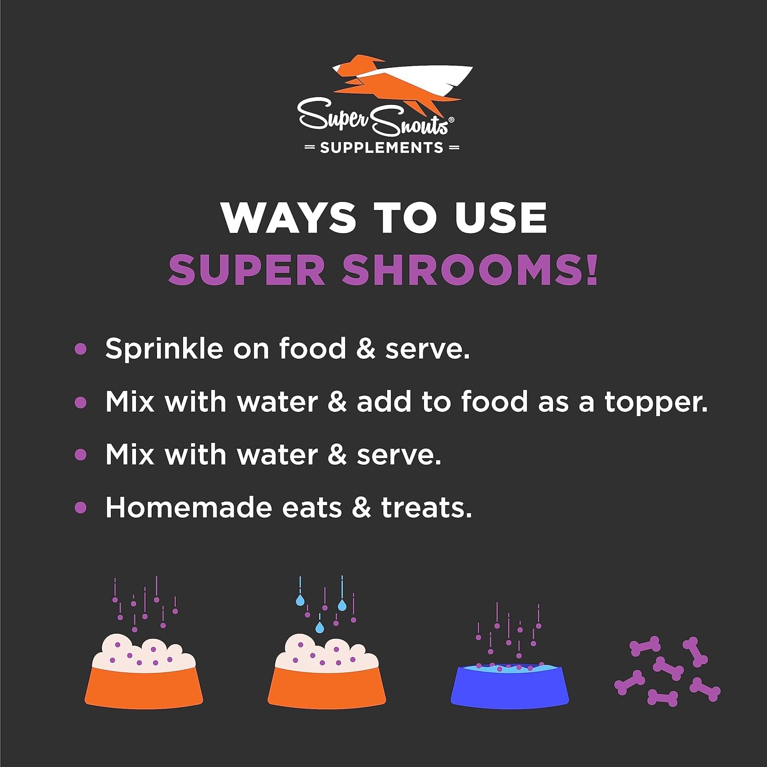Super Snouts Super Shrooms, Probióticos para Perros y Gatos, Apoyo Inmunológico, Bote de 75 gr.