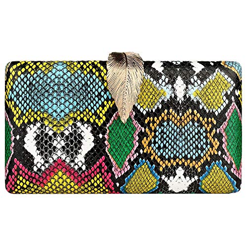 Image of Gets Multicolor Snakeskin Purse for Women Box Evening Bag Green Snakeskin Clutch Handbag Party Wedding