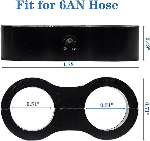 Miniatura 2 de JSDAN Abrazadera separadora de manguera 6AN, abrazadera de montaje de línea de combustible AN6 aluminio negro 4PCS