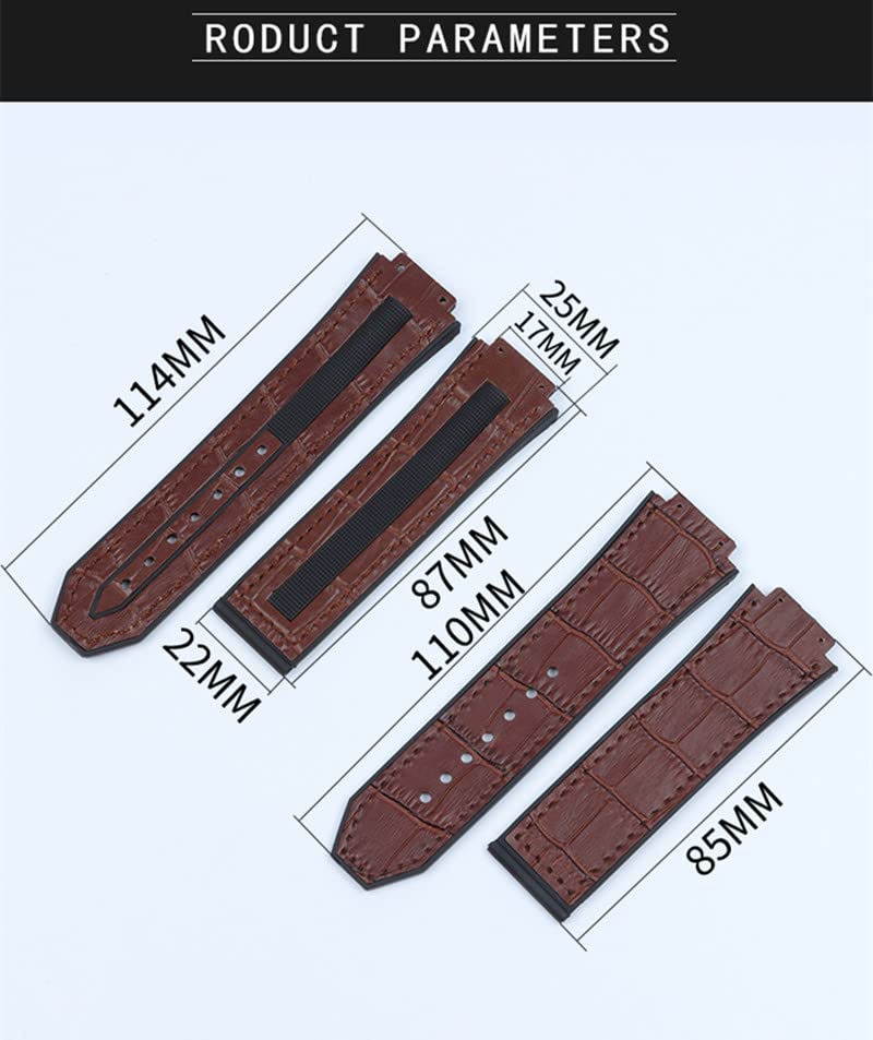 Correa de reloj 25 * 19mm de cuero y silicona compatible con Big Bang con bucle mariposa 4
