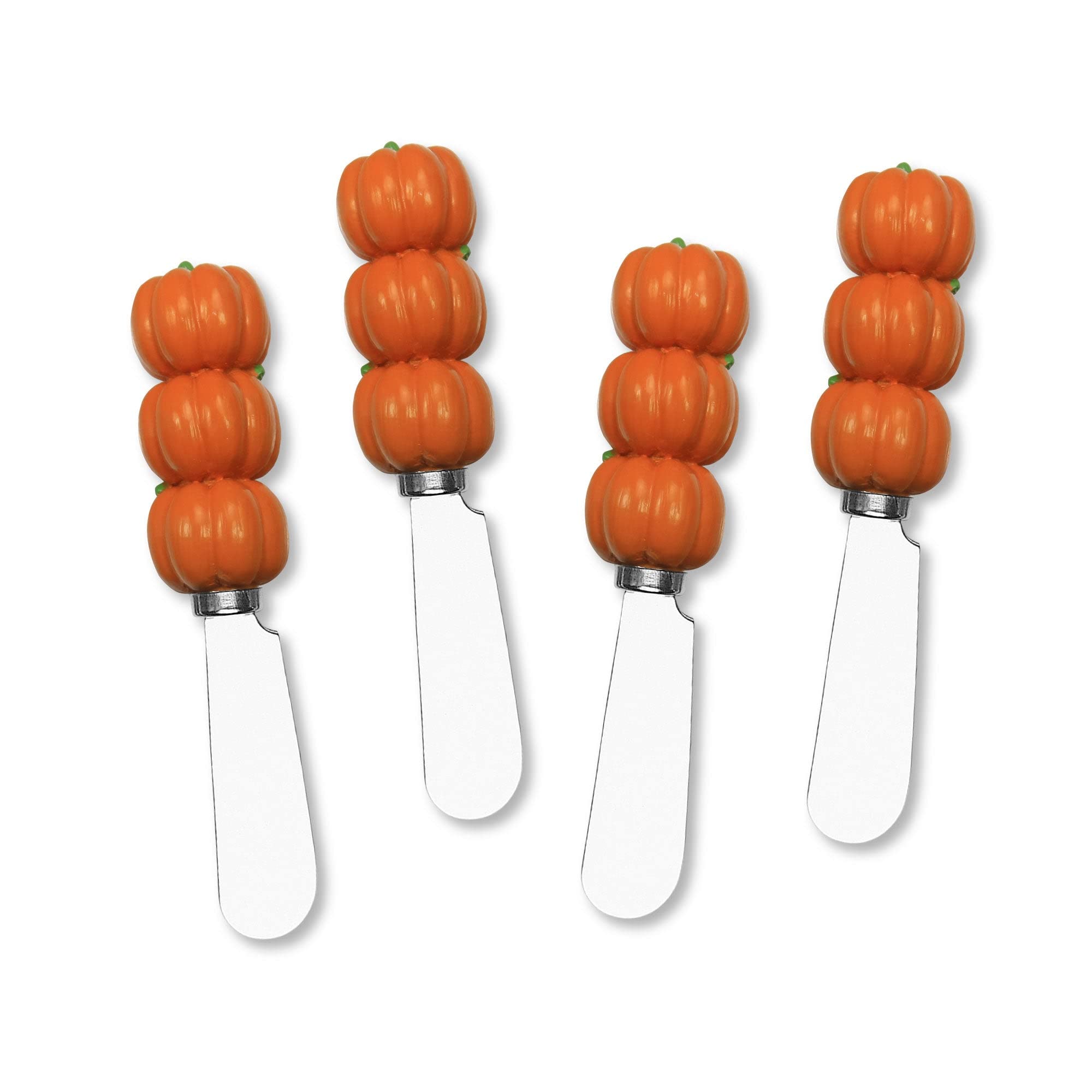 Supreme Housewares Pumpkin Cheese Spreaders, Hand-Painted Resin Handles with Stainless Steel Blades for Spreading Cream Cheese, Butter, Jam, or Sandwich, Set of 4