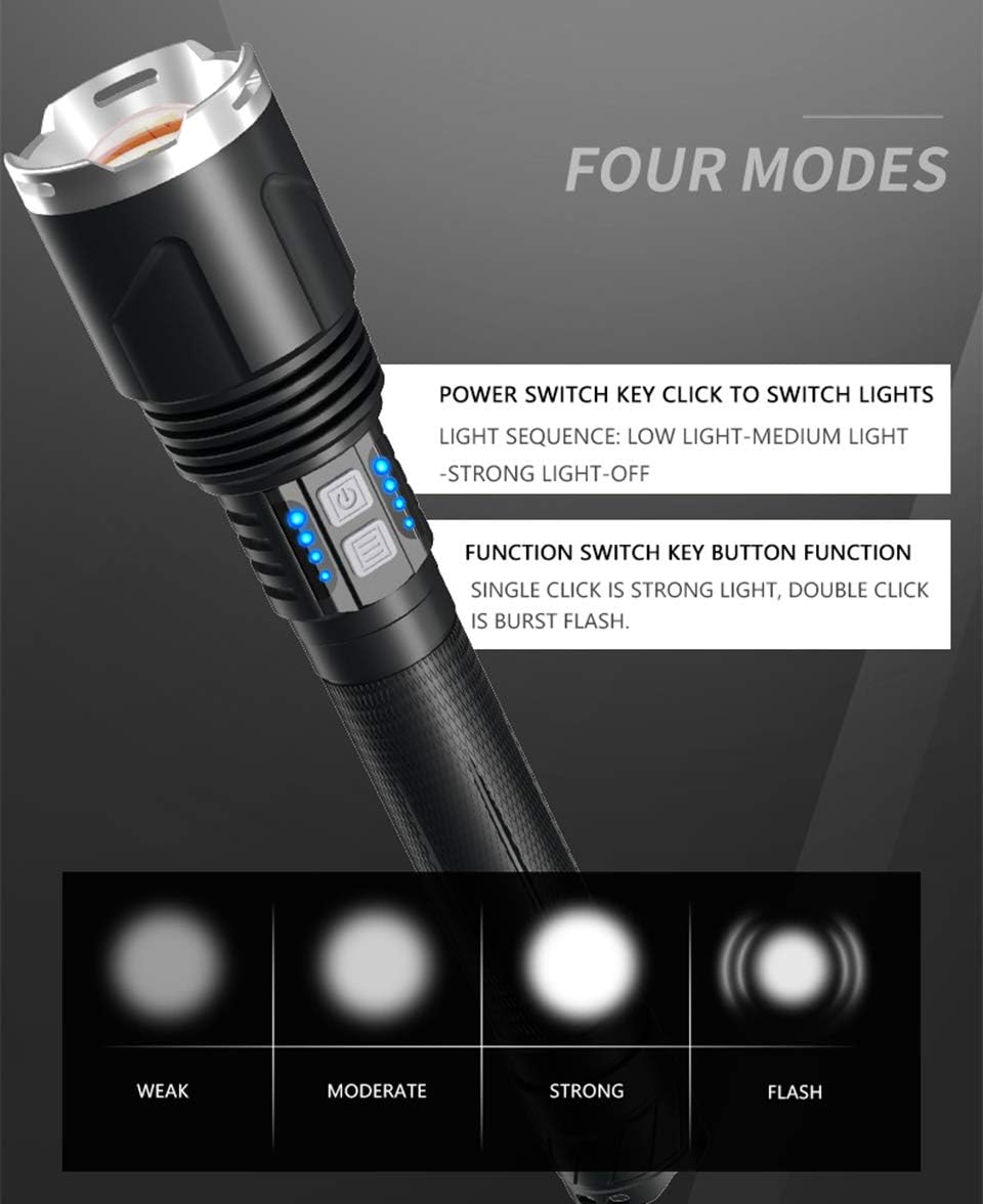 Gеt Dіѕсоunt 70% Prісе Brightest Rechargeable LED XHP110 Tactical Flashlight Super Bright 25000 High Lumens Waterproof Adjustable Focus 4 Modes Powerful Portable Flashlights for Emergencies, Camping, Outdoor