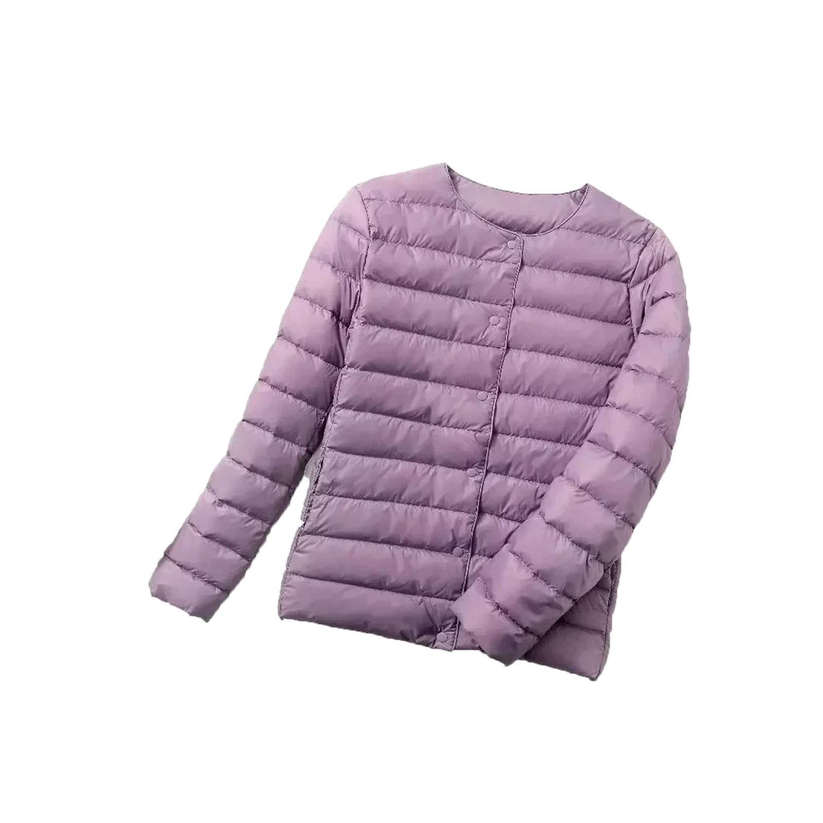 Piumino da donna in piuma d'anatra O-Collo Variabile con scollo a V femminile Autunno Primavera Senza Colletto Piumino trapuntato leggero, Blu Grigio 9, L