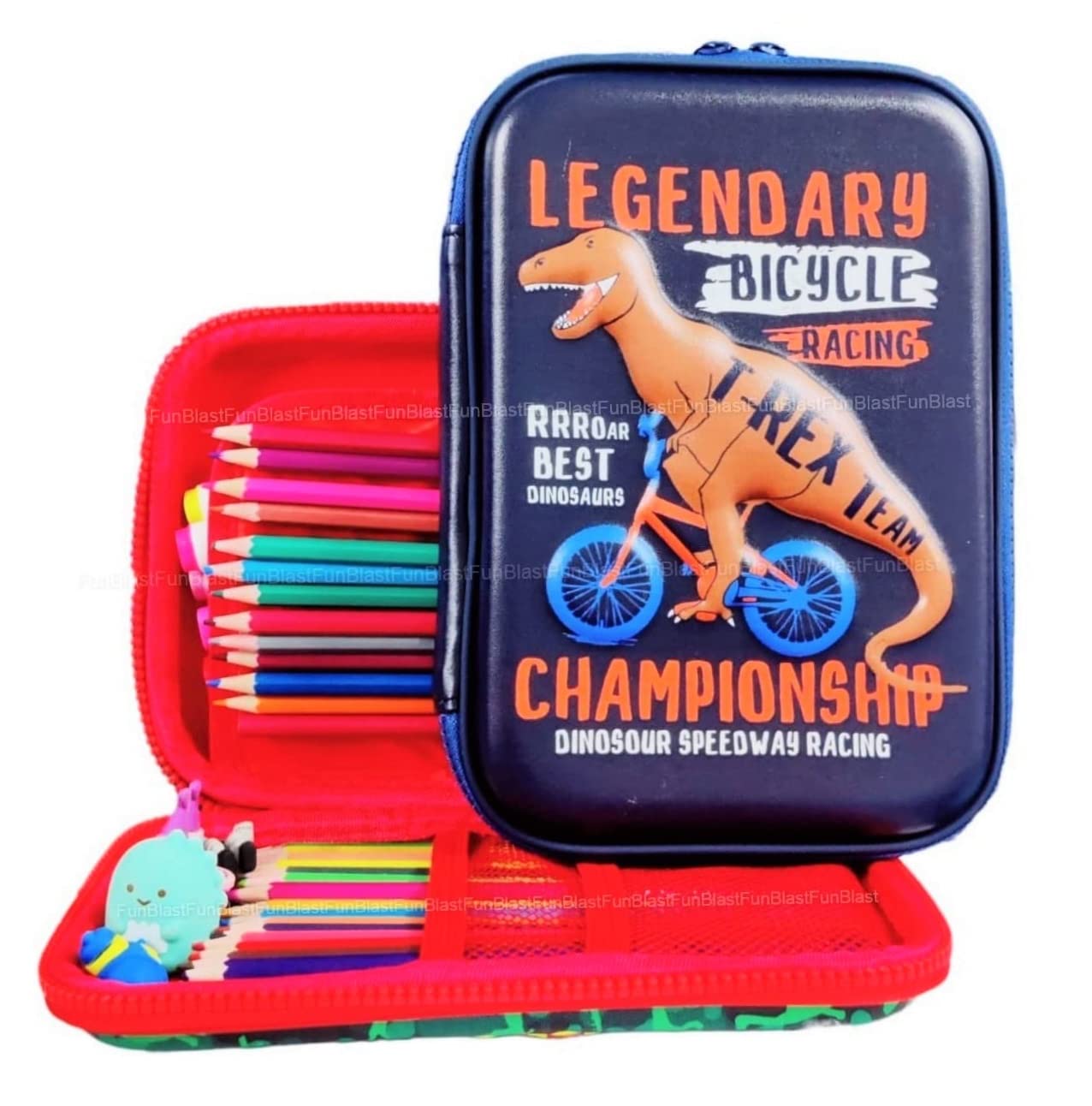 FunBlast Eva Pencil Pouch For Kids, Multi-Purpose Zipper Pencil Case, Big Pencil Pouches For Boys/Girls, 3D Hardtop Canvas Pencil Case, Return Gifts For Kids Legendary Bicycle (Multicolor)