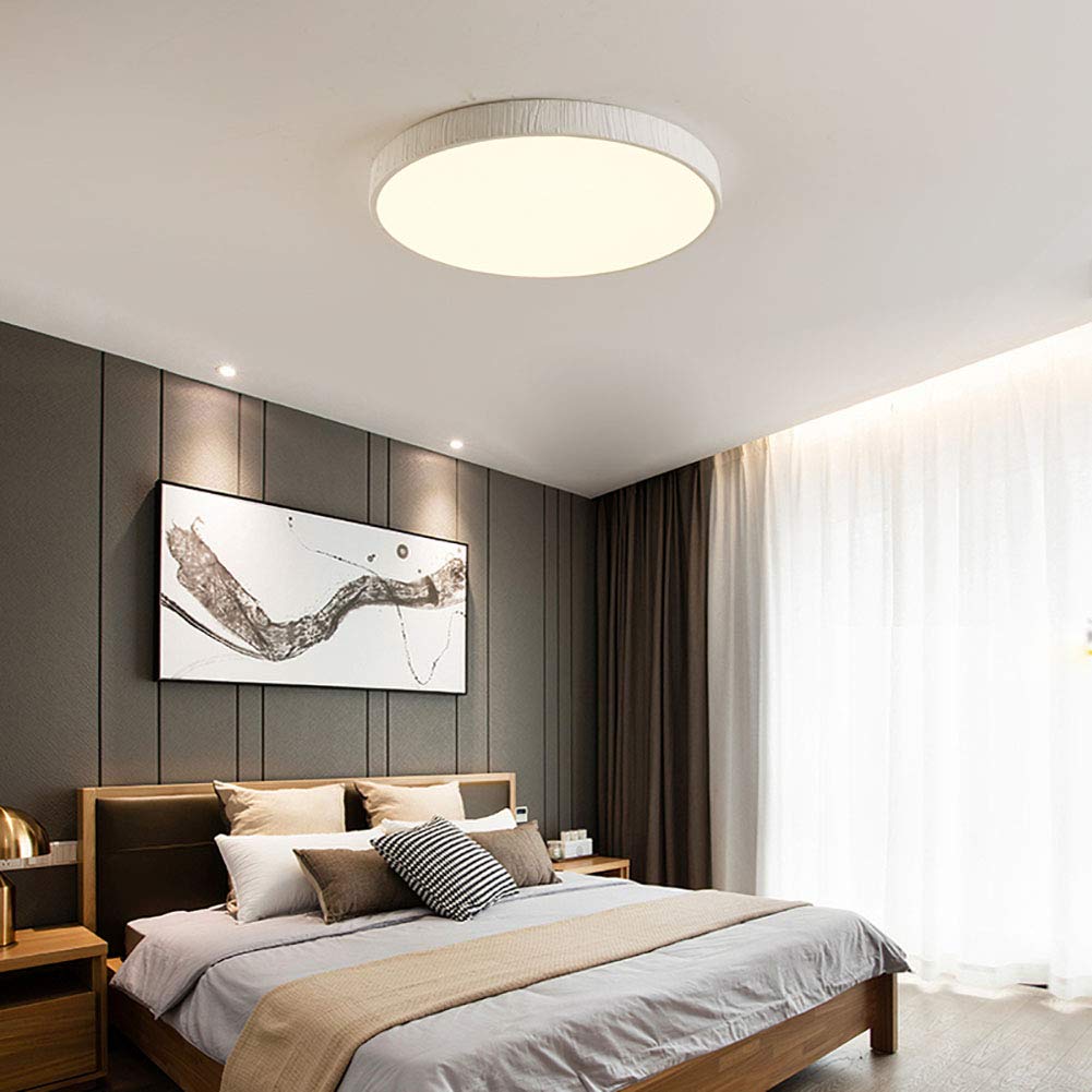 Plafonnier Créatif En Faux Bois LED,Simple Ultra-rétro Mince Plafonnier,Lampe De Chambre,Lampe De Salle à Manger,Lampe De Balcon,Lampe D'allée,Luminaire De Chambre à Coucher,Plafon-Blanc sans aurore d