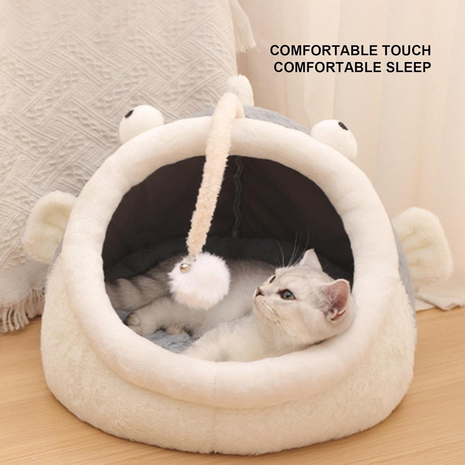 Cat Cave Bed | Small Dog Bed Washable, Shark Round Warm Cuddler Kennel Soft, Luxury Super Soft Pet Cave Bed, Pet Cushion Bed Sleeping Bag