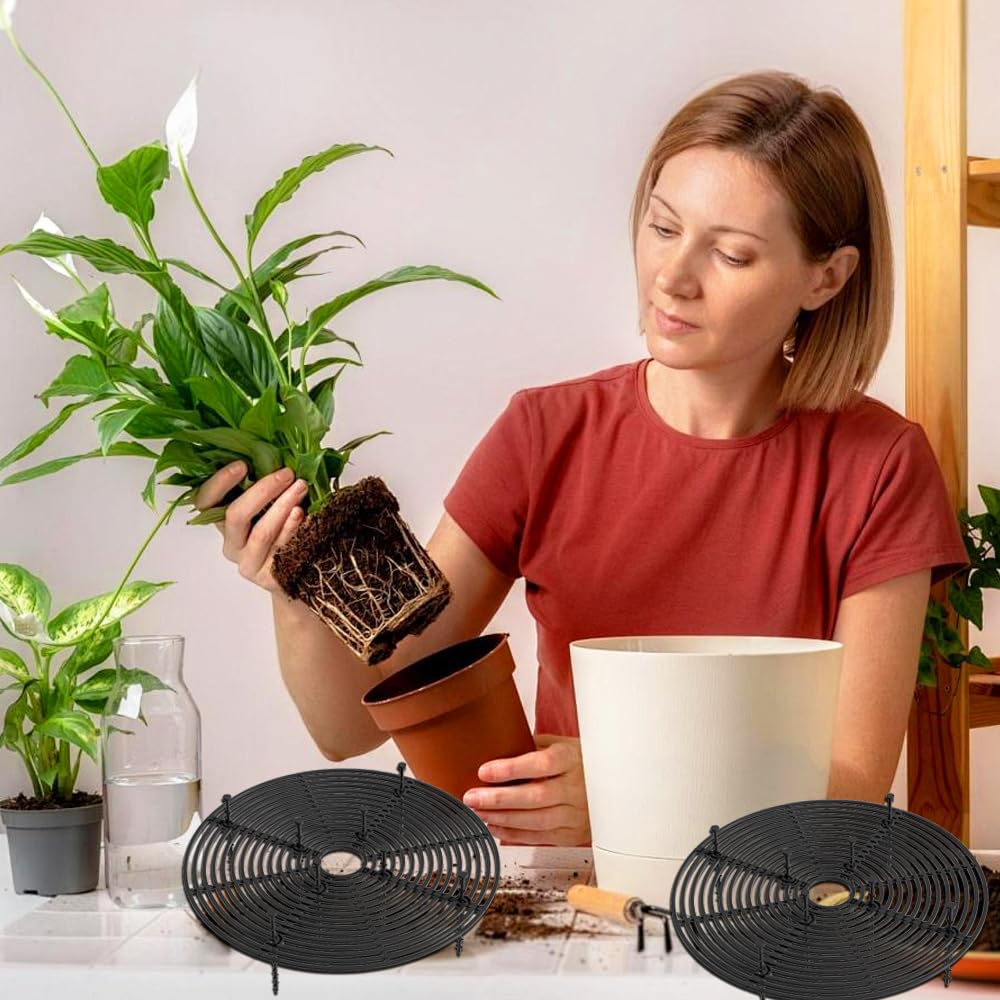 2 Pièces Grille Protection Plante 30 cm,Protege Pot de Fleur Chat,Protege Plante Bebe Ronde,Cache pour Pot Plantes Chat,Cache Plantes Découpable,Protection Pots Animaux pour Compagnie-Noir