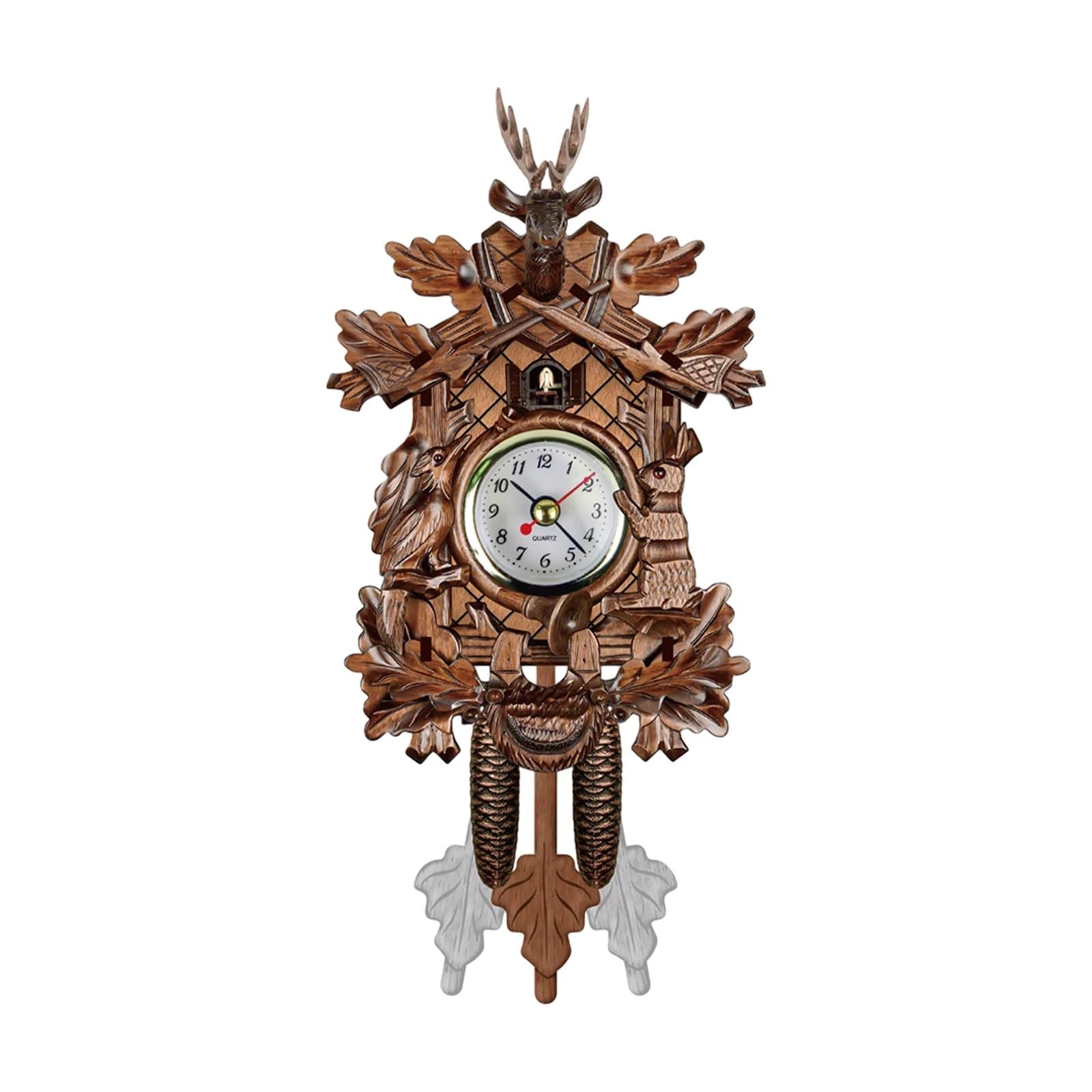 Relojes De Cuco Reloj de Cuco de 14 Pulgadas, de Madera, Estilo Chalet de la Selva Negra, Reloj de Pared, Reloj Despertador con Cuco de pájaro, Decoraciones(M)