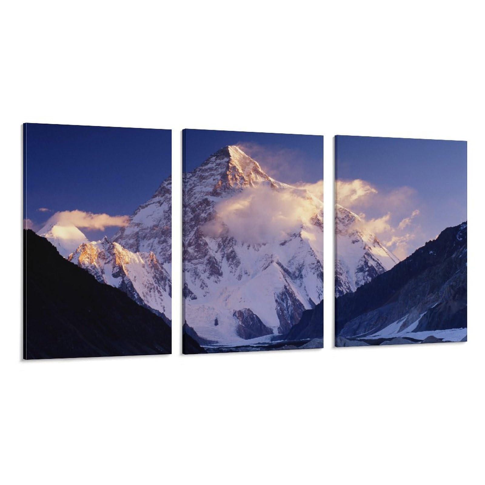 Mountain Landscape Canvas Framed Art Set 60x30 Inches 3