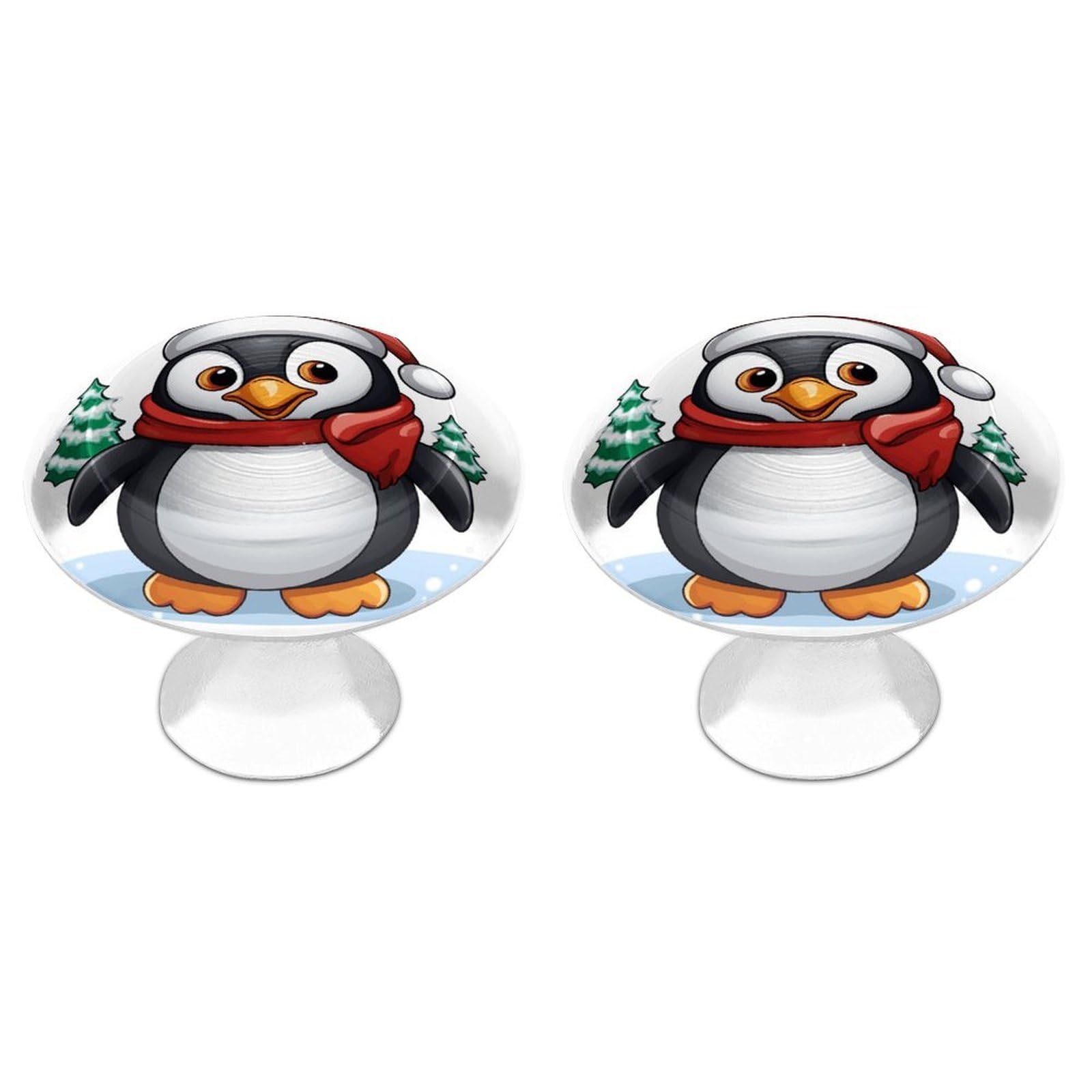 FekiLoot Christmas Penguin Cabinet Knobs Personality Stainless Steel Round Drawer Handles Circle Modern Cabinet Handles Drawer Knobs for Kitchen Dresser Bathroom Cupboard Furniture