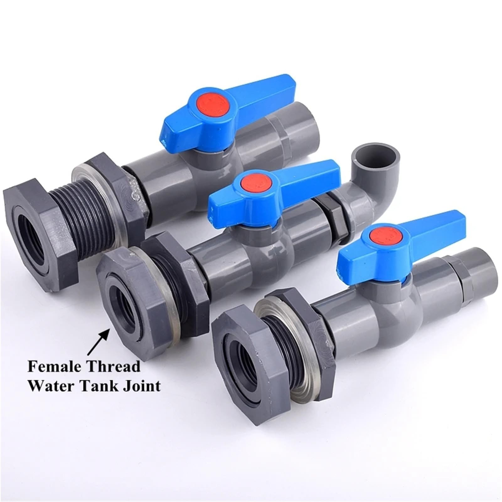 Conector de PVC for acuario, tanque peces, entrada agua, tubería drenaje, válvula unión, accesorios mamparo riego, 1/2", 3/4" y 1"(1l2 Inch Straight,3Pcs)