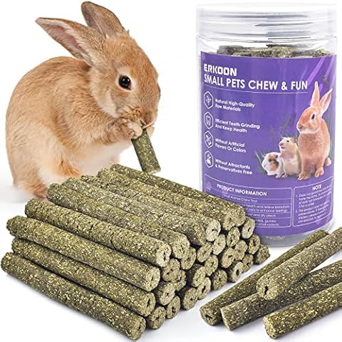 ERKOON 38 Stück Timothy Heu Sticks, Chinchilla Kaninchen Meerschweinchen Hamster Kausnacks Cover