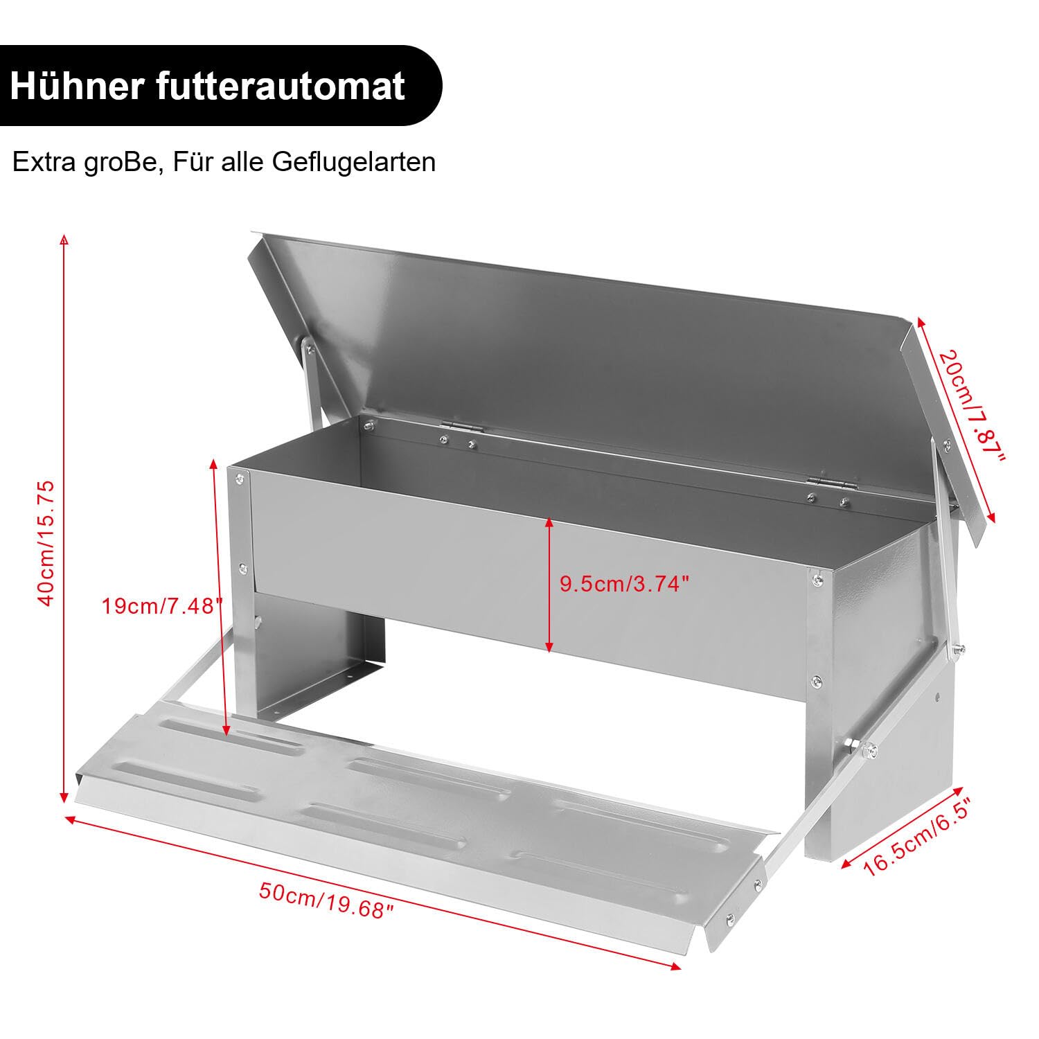 Mangiatoia automatica con pedale automatico e coperta impermeabile, mangime per pollame, 2 mangiatoie automatiche per pollame, 5 kg, zincate