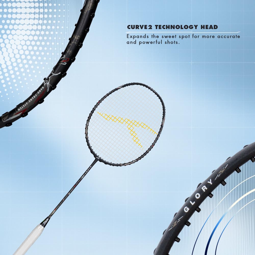 HUNDRED Glory Limited Edition Strung Badminton Racket | Unisex | Material: Carbon Fibre | with Full Racket Cover
