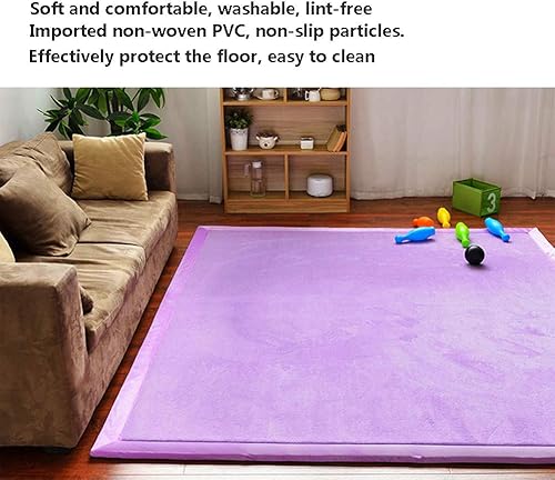 Miniatura 8 de Alfombra de terciopelo coral para juegos, alfombra de gateo para guardería, bebé, habitación de niños, tapete de yoga (violeta, 6.6 x 8 pies)