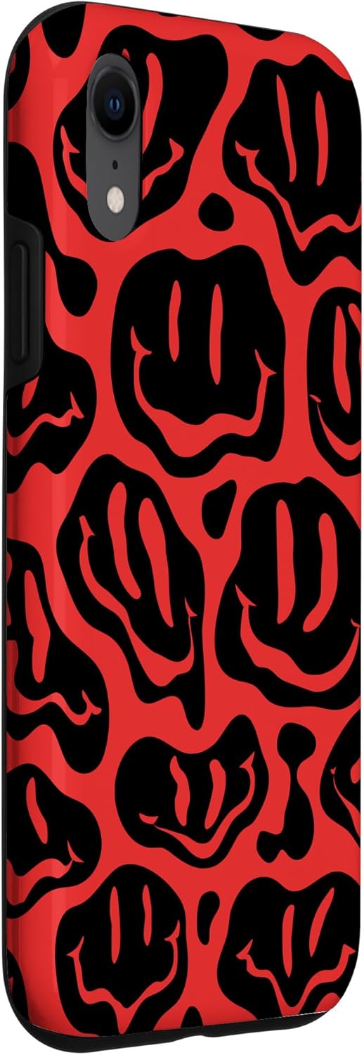 Black Red Dripping Smile Face Case for iPhone XR