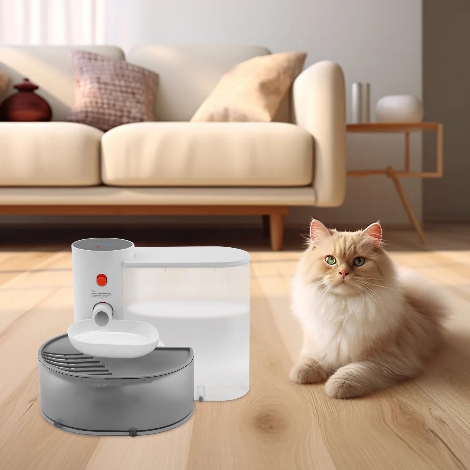 Fontana automatica per bere 3 l di acqua dolce e 1,5 l di acque reflue, senza fili, nessun cambio filtro, fontana per gatti senza fili, 180 giorni di standby, ricarica USB per animali domestici, gatti