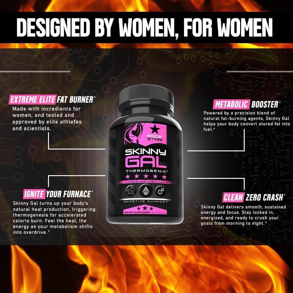 Weight Loss Pills for Women – Rockstar Skinny Gal Thermogenic Fat Burner, Fast-Acting Appetite Suppressant & Metabolism Booster, Max Strength, Keto Friendly - Image 4