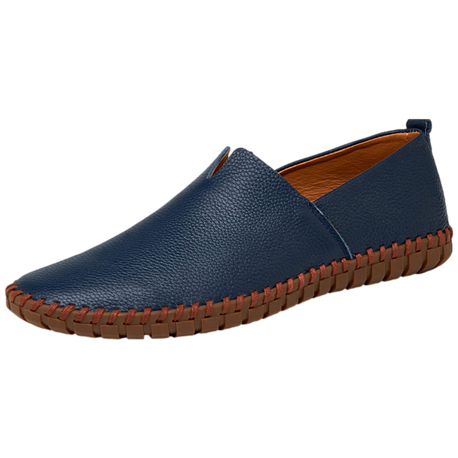 ANUFER Hommes Cuir Véritable Mocassins Plats Glisser sur Mou, Tendre Semelle Faite à la Main Été évidé Chaussures de Conduite Décontractées