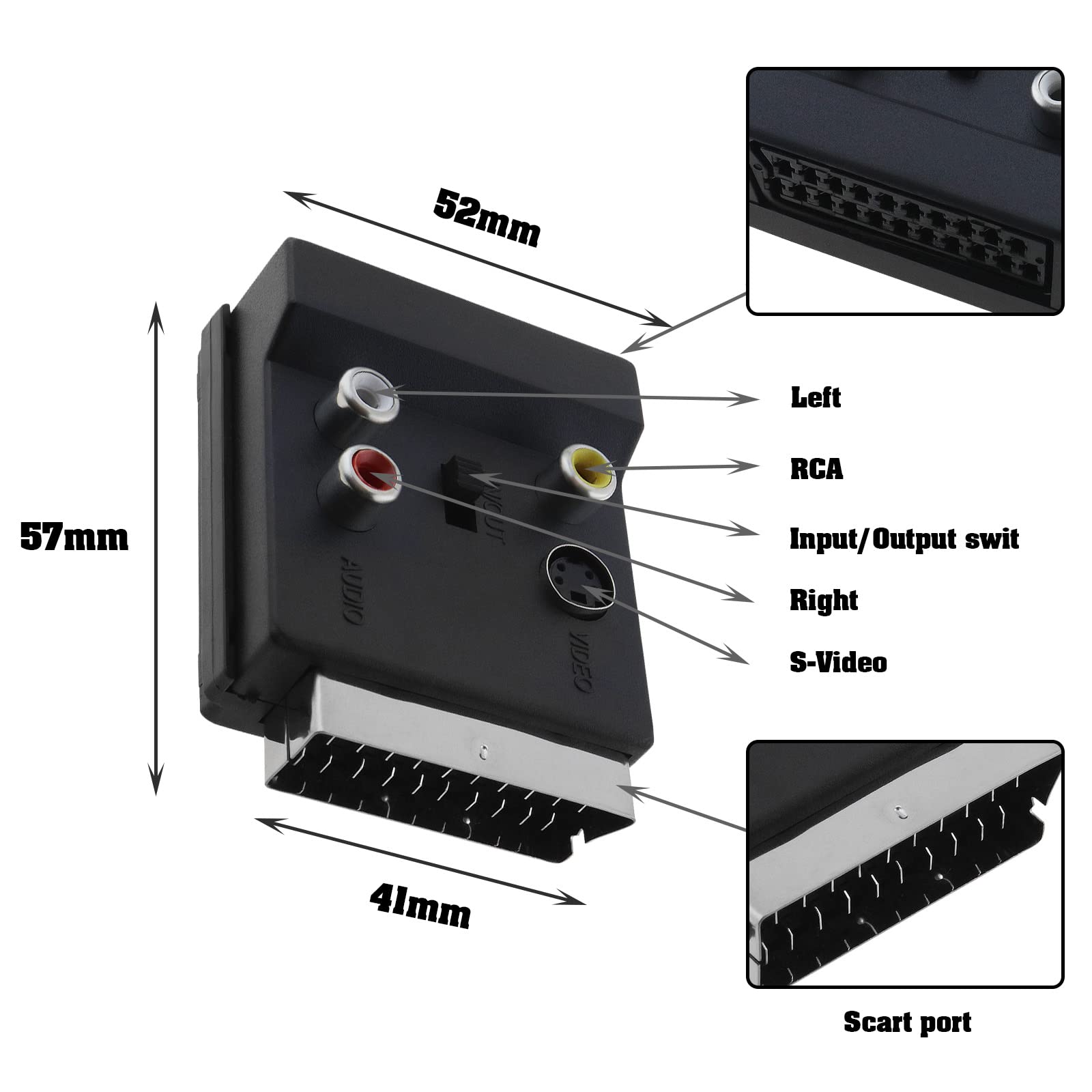 ORSEM Scart Audio / Video Adapter IN Mit 3x - Foto 7