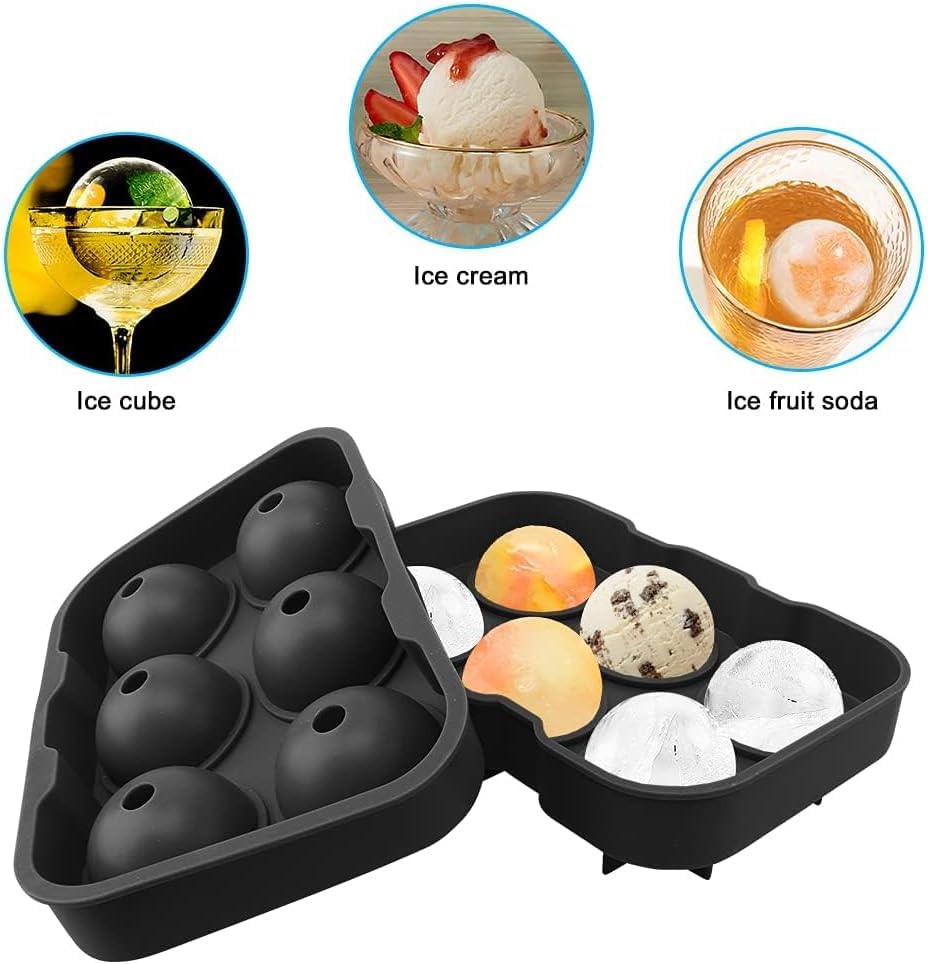 Image of CIPLA PLAST Large Ice Cube Molds, Big Round Water Ice Cube Trays for Freezer, Easy to Fill & Release (Round Ball 6 Cube)