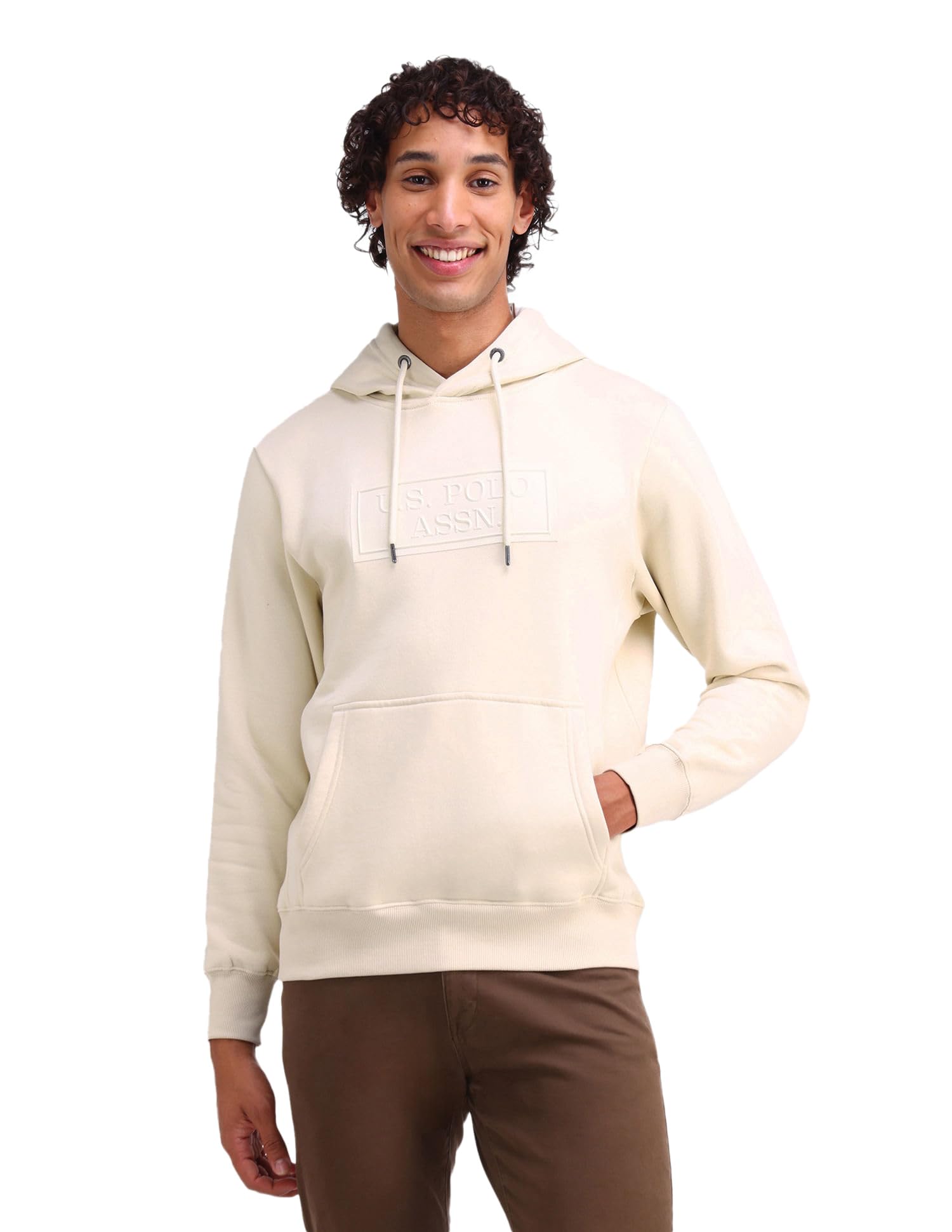 U.S. Polo Assn. Mens White Long Sleeve Cotton Classic Hooded Sweatshirt (UDSWS0417_White_) in white