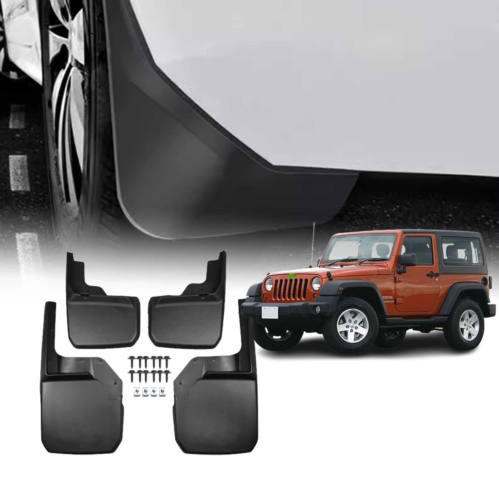 ジープ・ラングラー用Jeep Wrangler JK フェンダー用 泥除け Amazon | 車のマッドフラップ 適用 ジープ・ラングラー 3代目 JK 2007