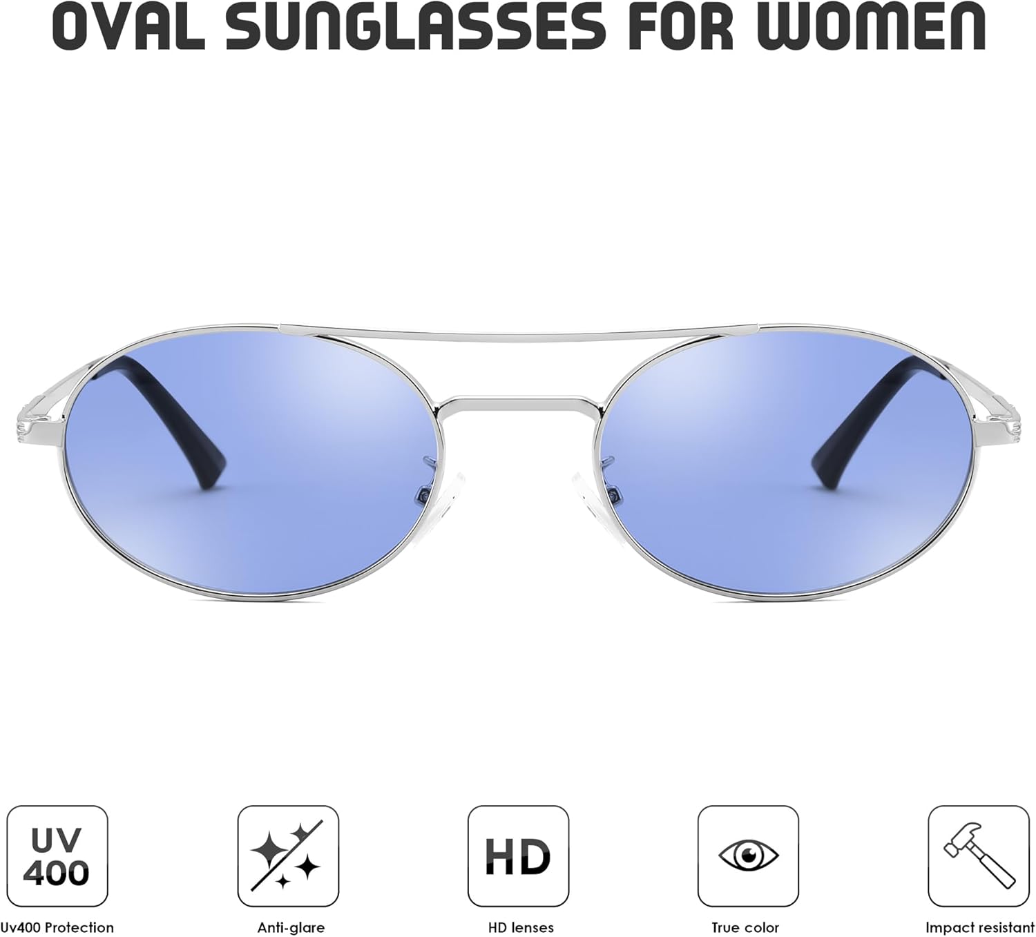 FEISEDY Retro Oval 90s Metal Sunglasses for Women, Trendy Narrow Sun Glasses Fashion Shades B4183
