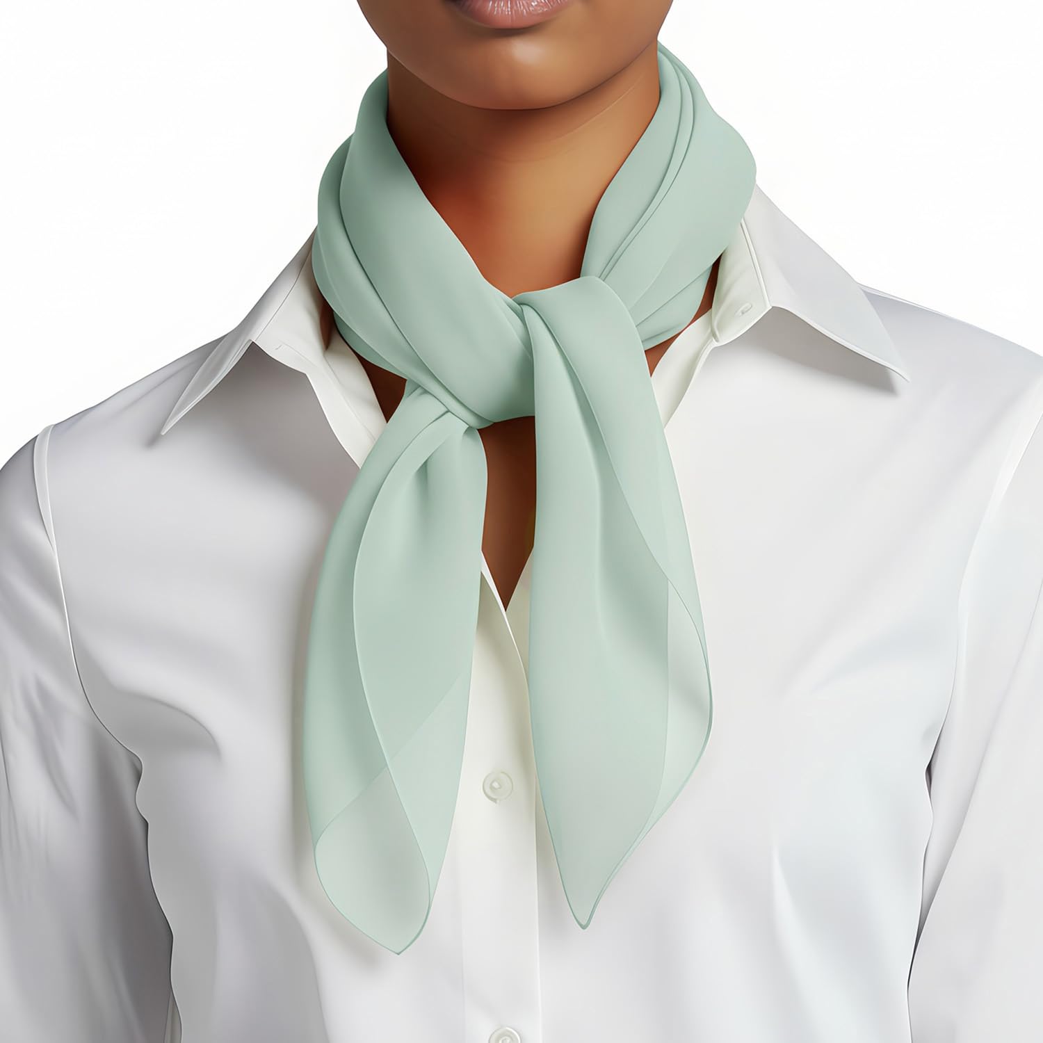 Basic Sense Women's Mint Lightweight Chiffon Square Scarf For Retro Neckerchief Bandana & Hair Tie,
