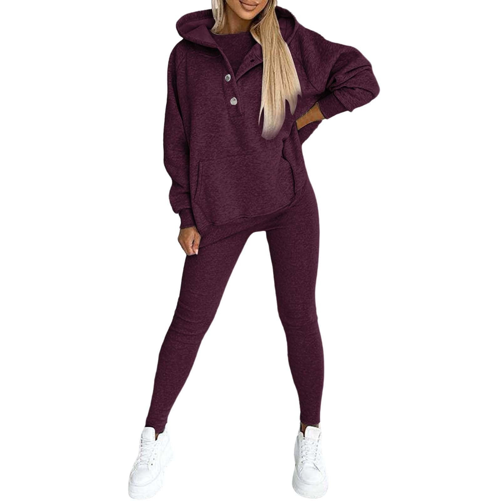 3 Piece Sweatsuits for Women Oversized Hoodies&Sleeveless Tank Tops&Legging Trousers Workout Outfits Yoga Sets Comfy